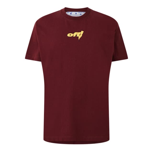 Off-White Off-White Men Thunder Stable Oversized Fit Burgundy T-Shirt in Red Size: X-Small Red XS Male 8052865927628