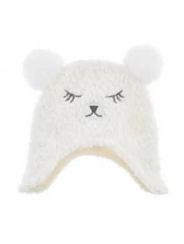 Monsoon Baby Girls Ana Ivory Sparkle Bear Nepal Hat - Ivory
