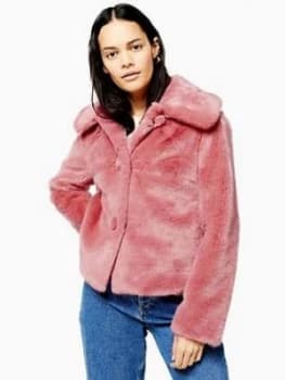 Topshop Faux Fur Button Up Short Jacket