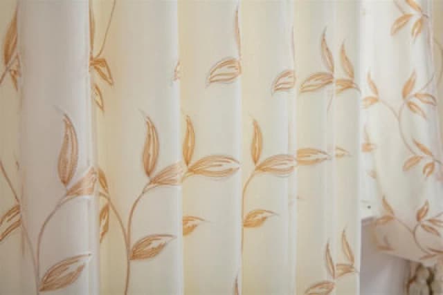 Luxury Living Leaf Embroidered Tulle Voile Curtains Pencil Pleat in Gold Size: 229cm width x 229cm drop Gold Unisex 229cm width x 229cm drop