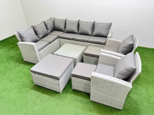 Fimous 11 Seater Corner Sofa Sets with Coffee Table Chair 3 Stools Light Grey Light Grey Unisex