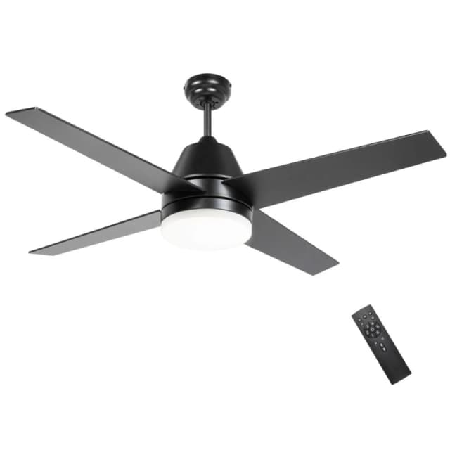 HOMCOM Mounting Reversible Ceiling Fan with Light, Remote Brown
