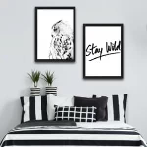 Stay Wild Set 2 Multicolor Decorative Framed Painting (2 Pieces)