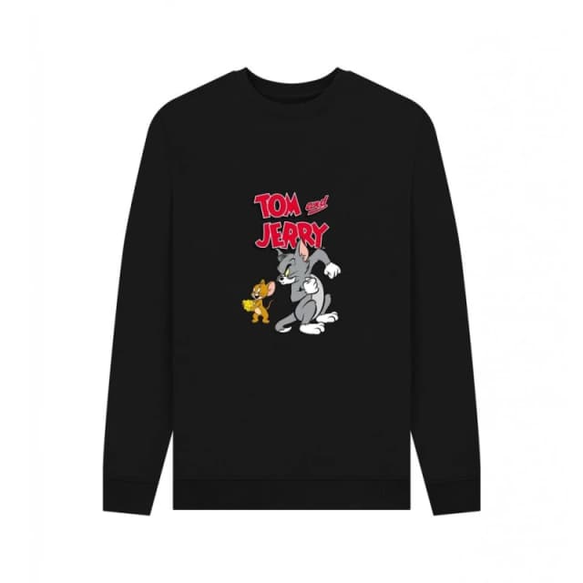 Tom & Jerry Mens Cheese Sweatshirt in Black Size: Small Black Male S