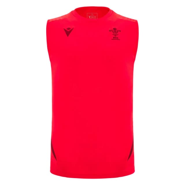Macron Wales Rugby Sleeveless Training Shirt 2025 Adults Red male Small