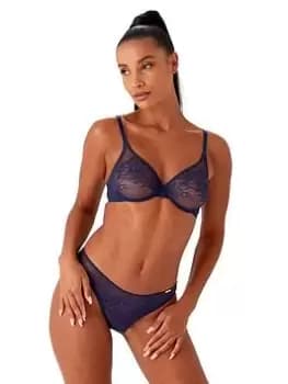 Gossard Glossies Lace Sheer Bra, Dark Blue, Size 32B, Women