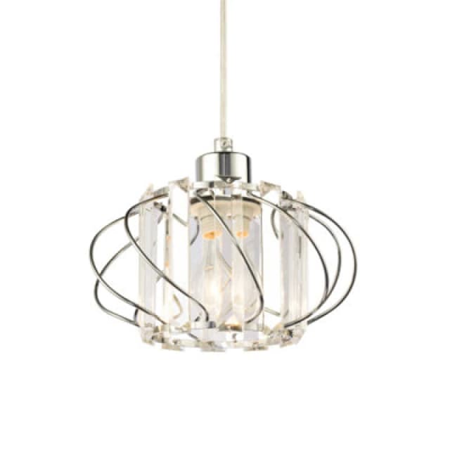 Happy Homewares Modern Pendant Lamp Shade With Clear Acrylic Rectangular Prims And Chrome Frame