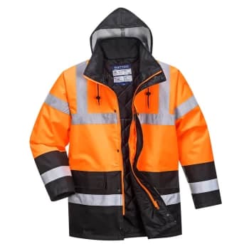 Oxford Weave 300D Class 3 Hi Vis Two Tone Traffic Jacket Orange / Black 2XL
