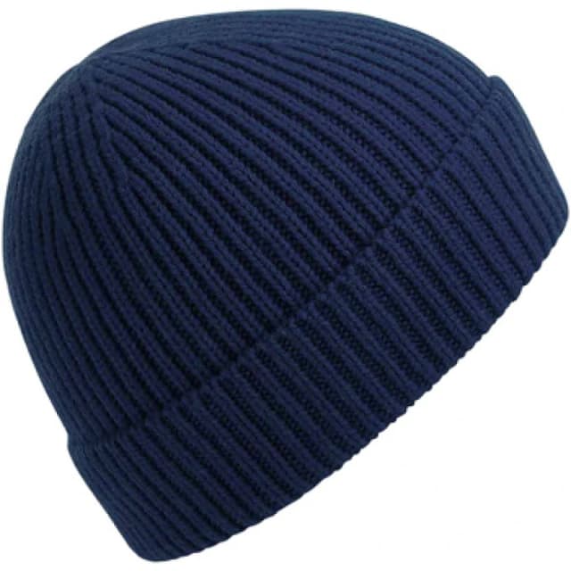 Beechfield Beechfield Men Engineered Knit Ribbed Beanie in Navy Navy One Size Male 5059444612848