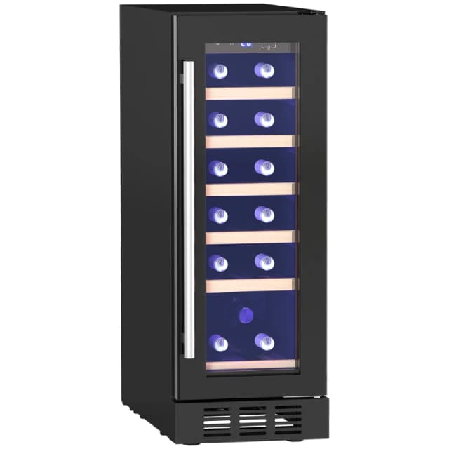 HOMCOM Freestanding / Built-in Wine Cooler Fridge, 19 Bottle, Black Black