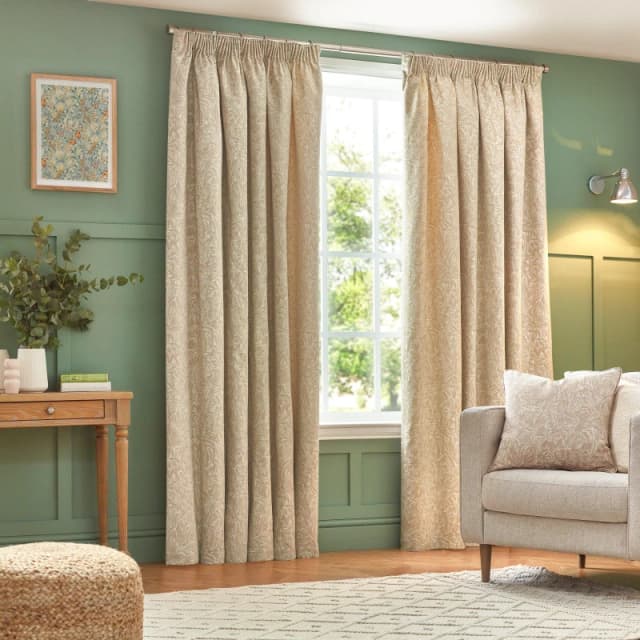 Grantley Jacquard Pencil Pleat Curtains Natural, Natural / 168 x 229cm