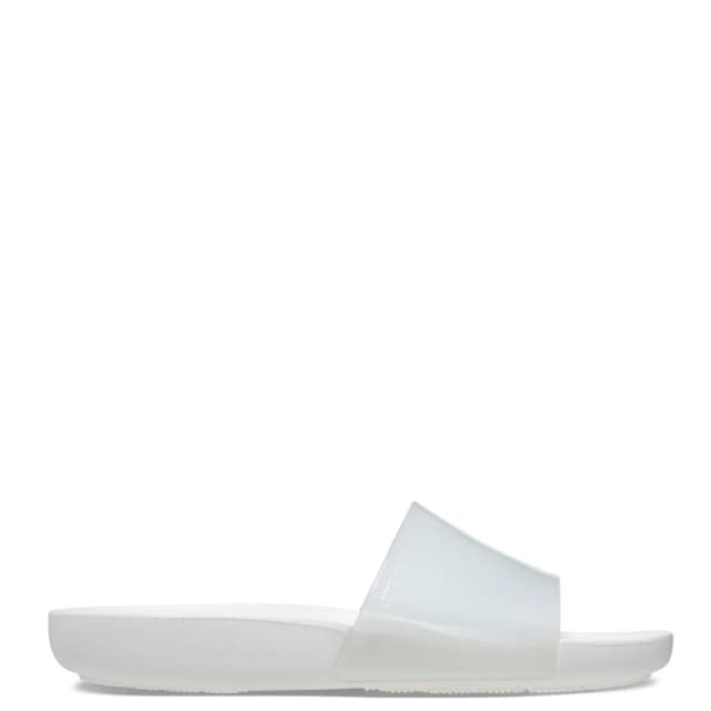 Crocs Womens Glossy Pool Sliders White female 6 (38-39)