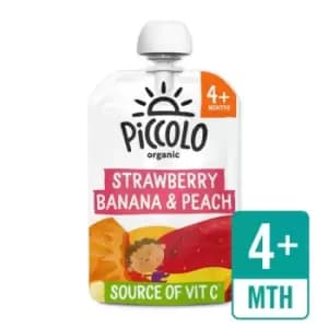 Piccolo Strawberry, Banana & Peach Organic Pouch, 4 Mths+, 100g