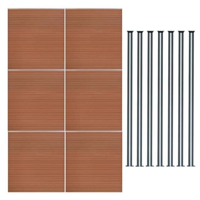 Monstershop Composite Fence Panels & LED Posts 6ft x 34ft - Brown Brown Unisex