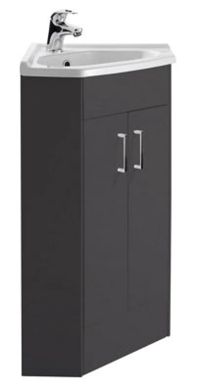 Balterley Floor Standing 2 Door Bathroom Corner Vanity Basin Unit, 590mm, Grey Grey Unisex