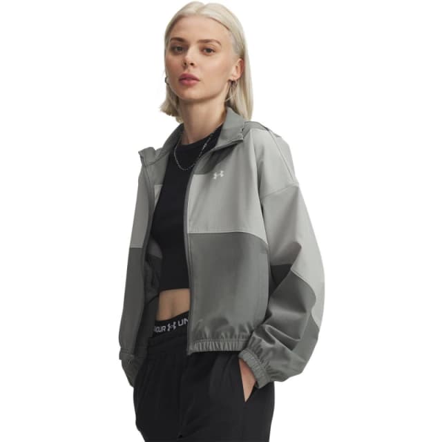 Under Armour Womens Rival Woven Long-Sleeve T-Shirt Gren/Titan/Whit female 14 (L)