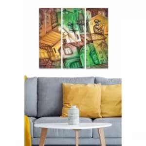 MDF252601360 Multicolor Decorative MDF Painting (3 Pieces)