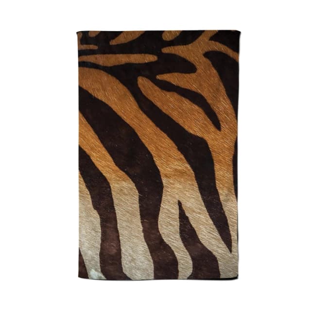 Warren Reed - Designer Tiger Skin Print Tea Towel in Brown Brown Unisex