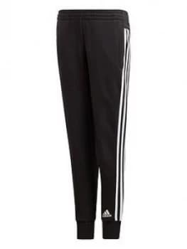 adidas Youth 3 Stripe Pants - Black/White, Size 7-8 Years, Women