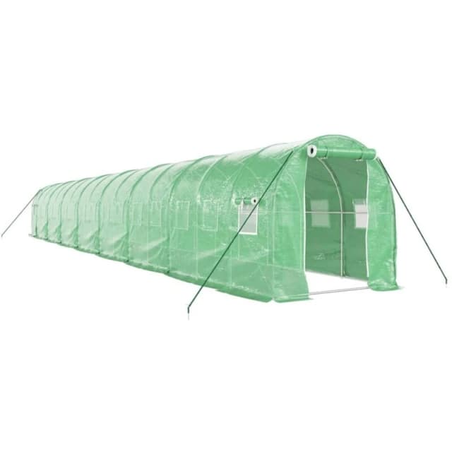 vidaXL Greenhouse with Steel Frame Green 32 m 16x2x2 m, Green 3188023