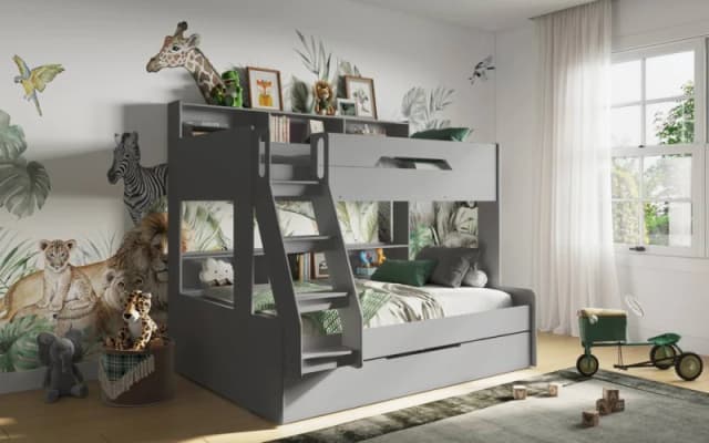 Flair Interstellar Triple Bunk Bed in Grey Size: Single Grey Unisex Single