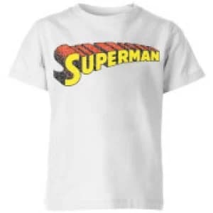DC Superman Telescopic Crackle Logo Kids T-Shirt - White - 11-12 Years