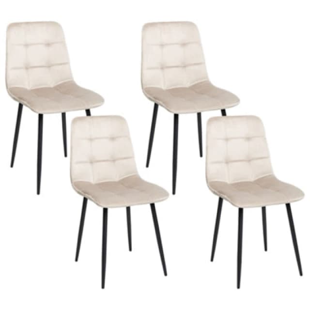 Beliani Set Of 4 Dining Chairs Powell Velvet Beige