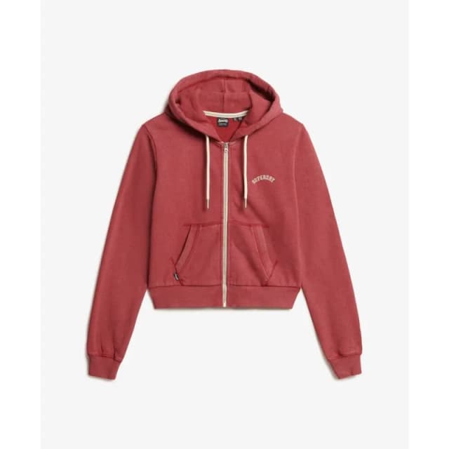 Superdry Womens cropped zip-up hoodie with logo Superdry Essential Rouge Female XS