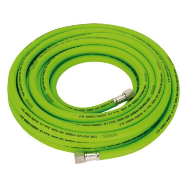 Draper High Visibility Hybrid Air Hose 10M X 8mm 1/4" Bsp Green Durable