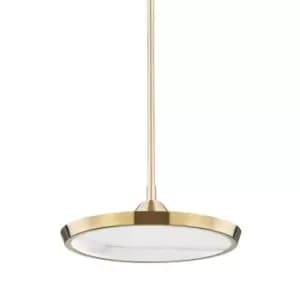 Draper Small LED Pendant Brass, Alabaster, 2700K