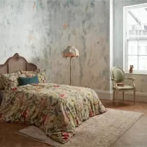 Morton Floral Printed Cotton Sateen Piped Duvet Cover Set Chintz, Chintz / Double