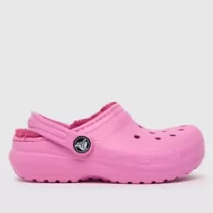 Crocs Pink Classic Lined Clog Girls Junior Sandals