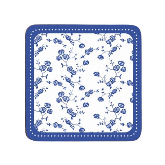 Premier Housewares Set Of Four Blue Rose Coasters Blue