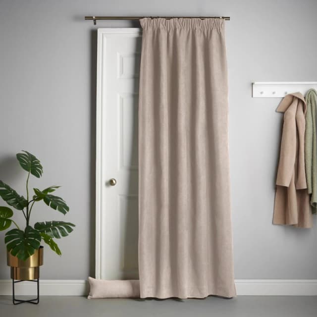 Alan Symonds Velvet Chenille Pencil Pleat Thermal Door Curtain Taupe unisex 137x213cm