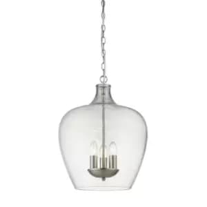 Impex Nell 3 Light Satin Nickel Dome Pendant Ceiling Light