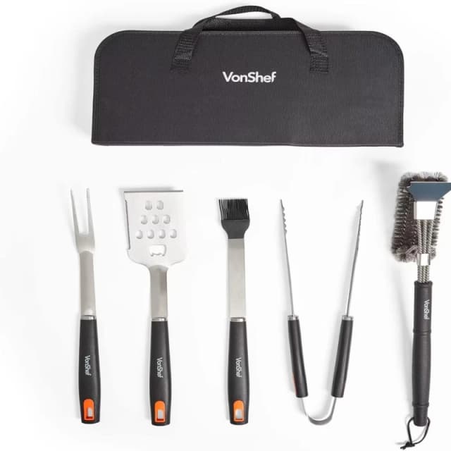 VonHaus 5Pcs with Storage Case BBQ Tools Set Black