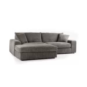 Luciana Luxury Jumbo Cord Corner Sofa - Charcoal - Charcoal