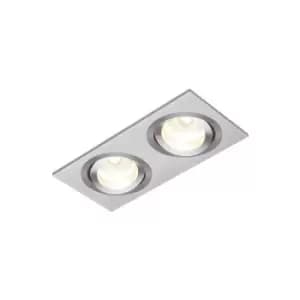 Saxby Lighting - Saxby Tetra - 2 Light Recessed Downlight Brushed Silver Anodised, GU10