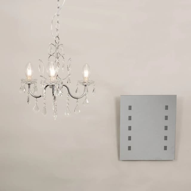 ValueLights ValueLights Varuna Glass Droplet IP44 Chandelier Ceiling Light with LED Bulbs in Silver Silver One Size Unisex 5055759905804