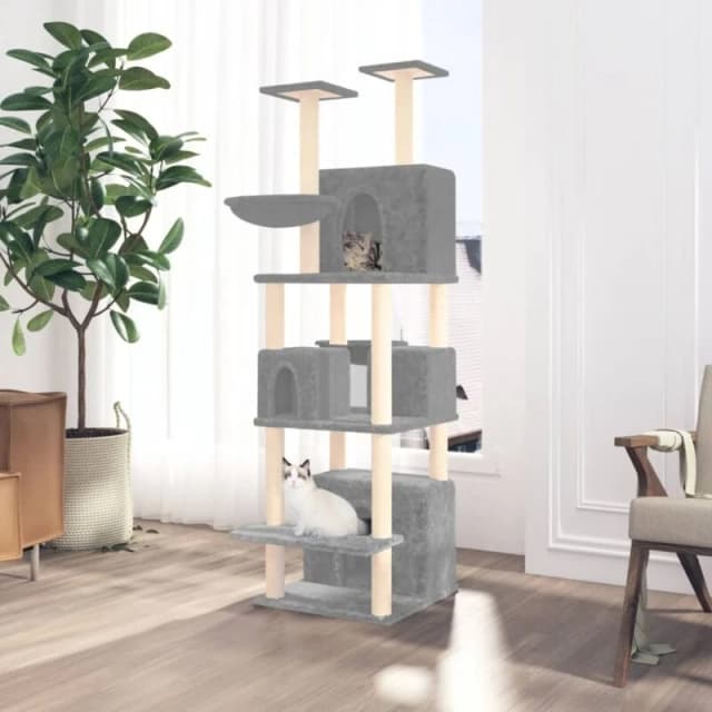 VIDAXL Cat Tree with Sisal Scratching Posts Light Grey 180cm Vidaxl 8720287123927