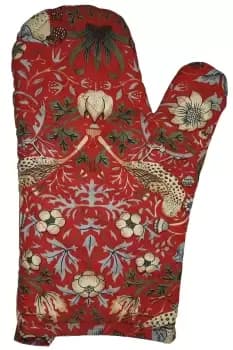 William Morris Red Strawberry Thief Oven Mitt