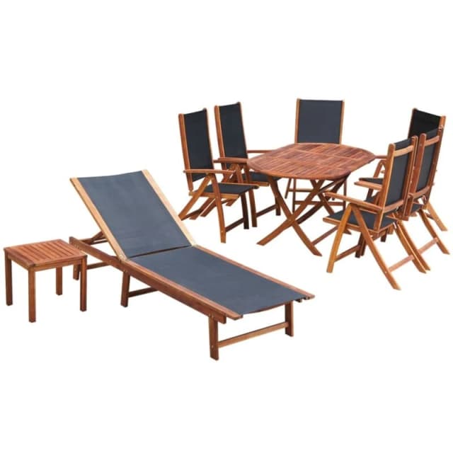 VIDAXL 9 Piece Outdoor Dining Set with Cushions Solid Acacia Wood Vidaxl 42649
