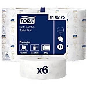 Tork Toilet Rolls T1 Premium Jumbo 2 Ply 6 Rolls of 1800 Sheets