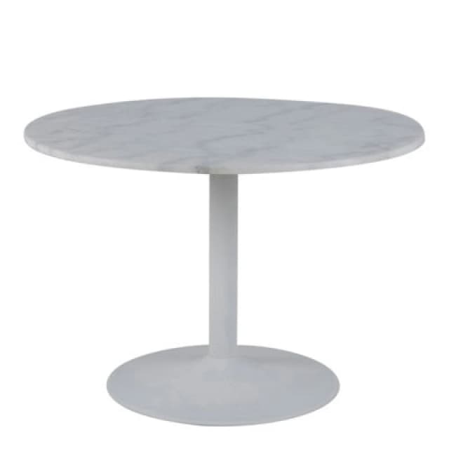 Furniture To Go Tarifa Round Dining Table With White Polished Marble Top And White Base