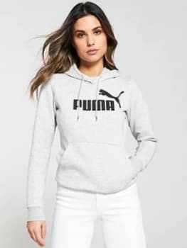 Puma Ess Logo Hoody Fl - Light Grey Heather , Light Grey Heather, Size L/14, Women
