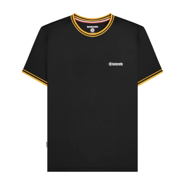 Lambretta Lambretta Men AW24 Twin Tip Pique T-Shirt in Black Size: large Black L Male 5063703655675