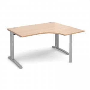 TR10 Right Hand Ergonomic Desk 1400mm - Silver Frame Beech Top