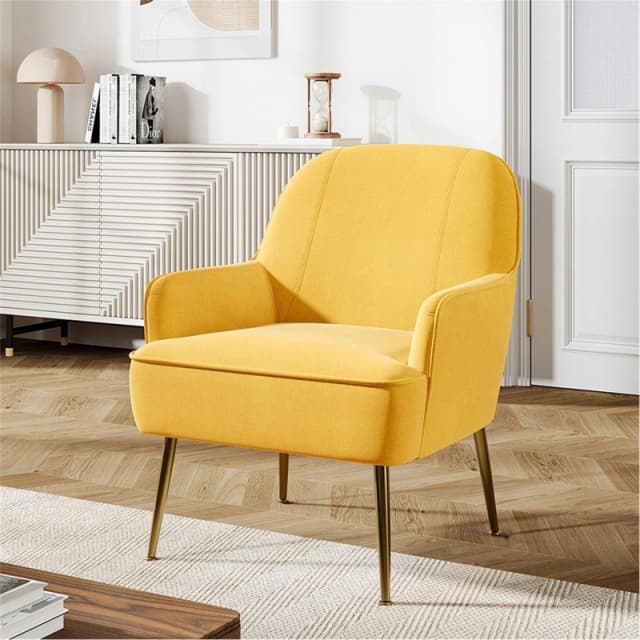 Kabinet UK Contemporary Comfy Armchair with Gold Feet Yellow unisex One size