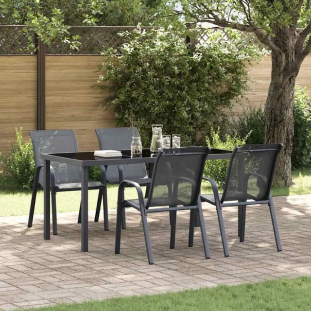 VIDAXL Stackable Garden Chairs 4 pcs Grey Textilene Fabric Vidaxl 8720286844823