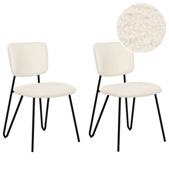 Beliani Set Of 2 Dining Chairs Nelko Boucle Off-White